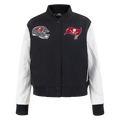 NFL TAMPA BAY BUCCANEERS CLASSIC WOMEN'S WOOL VARSITY JACKET (BLACK/WHITE)
