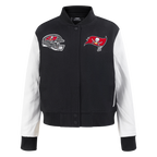 NFL TAMPA BAY BUCCANEERS CLASSIC WOMEN'S WOOL VARSITY JACKET (BLACK/WHITE)