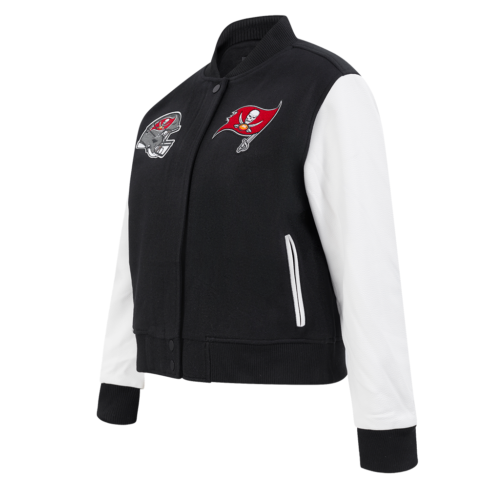 NFL TAMPA BAY BUCCANEERS CLASSIC WOMEN'S WOOL VARSITY JACKET (BLACK/WHITE)
