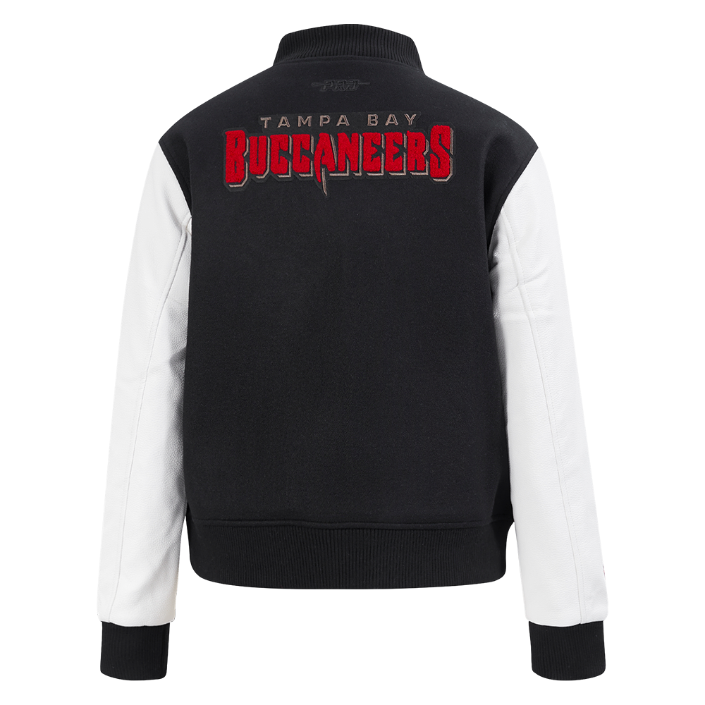 NFL TAMPA BAY BUCCANEERS CLASSIC WOMEN'S WOOL VARSITY JACKET (BLACK/WHITE)
