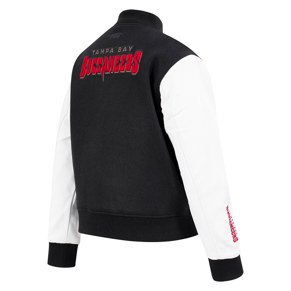 NFL TAMPA BAY BUCCANEERS CLASSIC WOMEN'S WOOL VARSITY JACKET (BLACK/WHITE)