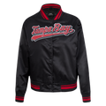 NFL TAMPA BAY BUCCANEERS SCRIPT TAIL BLOUSON EN SATIN POUR FEMME (NOIR/ROUGE/NOIR)