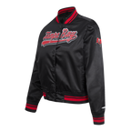 NFL TAMPA BAY BUCCANEERS SCRIPT TAIL BLOUSON EN SATIN POUR FEMME (NOIR/ROUGE/NOIR)