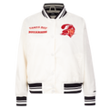 NFL TAMPA BAY BUCCANEERS RETRO CLASSIC WOMEN'S RIB SATIN JACKET (EGGSHELL/ BLACK)