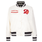 NFL TAMPA BAY BUCCANEERS RETRO CLASSIC WOMEN'S RIB SATIN JACKET (EGGSHELL/ BLACK)