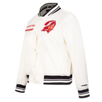 NFL TAMPA BAY BUCCANEERS RETRO CLASSIC WOMEN'S RIB SATIN JACKET (EGGSHELL/ BLACK)