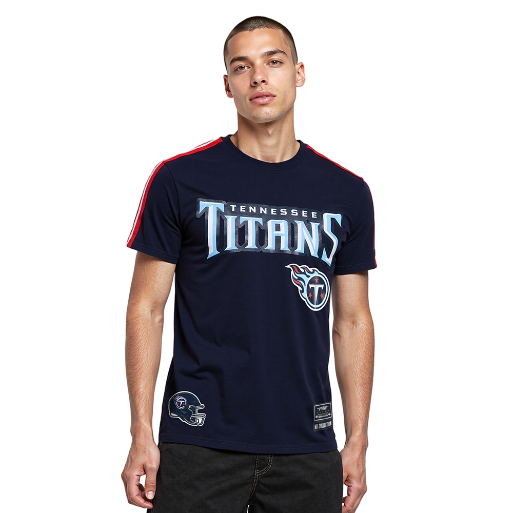 NFL TENNESSEE TITANS CLASSIC MESH STRIPED MEN'S TEE (MIDNIGHT NAVY/RED)