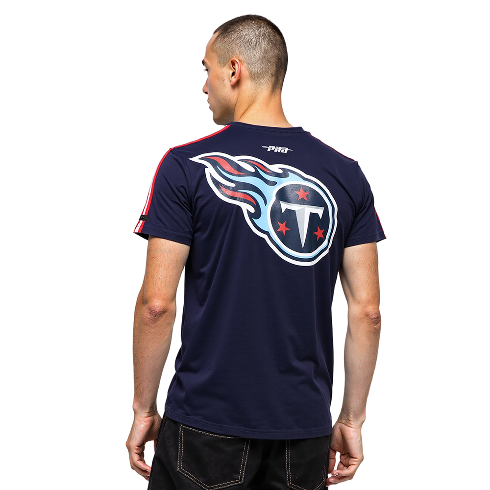 NFL TENNESSEE TITANS CLASSIC MESH STRIPED MEN'S TEE (MIDNIGHT NAVY/RED)