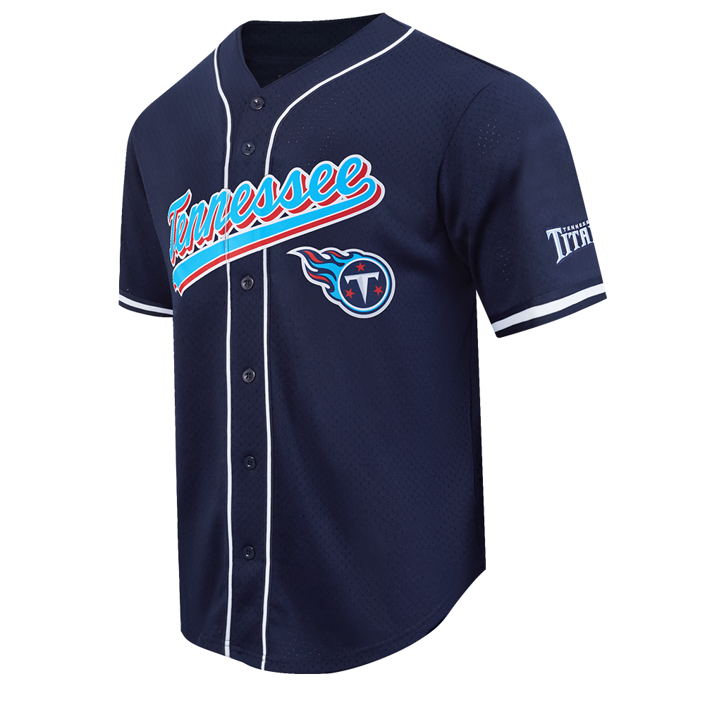 NFL TENNESSEE TITANS SCRIPT TAIL CHEMISE BOUTONNÉE EN FILET POUR HOMME (MARINE MINUIT)
