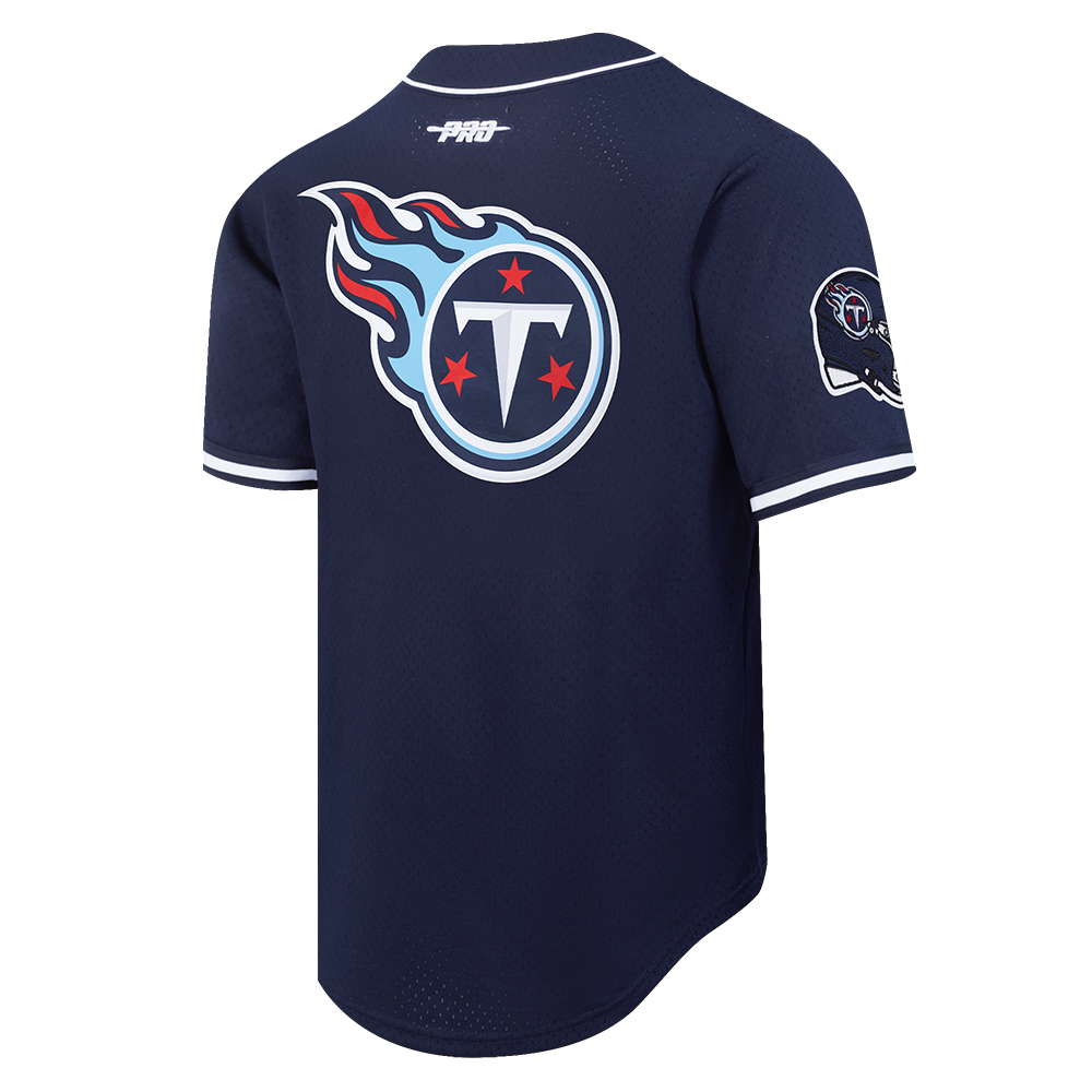 NFL TENNESSEE TITANS SCRIPT TAIL CHEMISE BOUTONNÉE EN FILET POUR HOMME (MARINE MINUIT)
