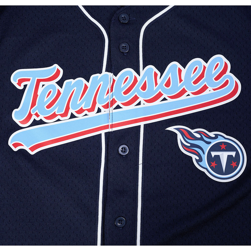 NFL TENNESSEE TITANS SCRIPT TAIL CHEMISE BOUTONNÉE EN FILET POUR HOMME (MARINE MINUIT)
