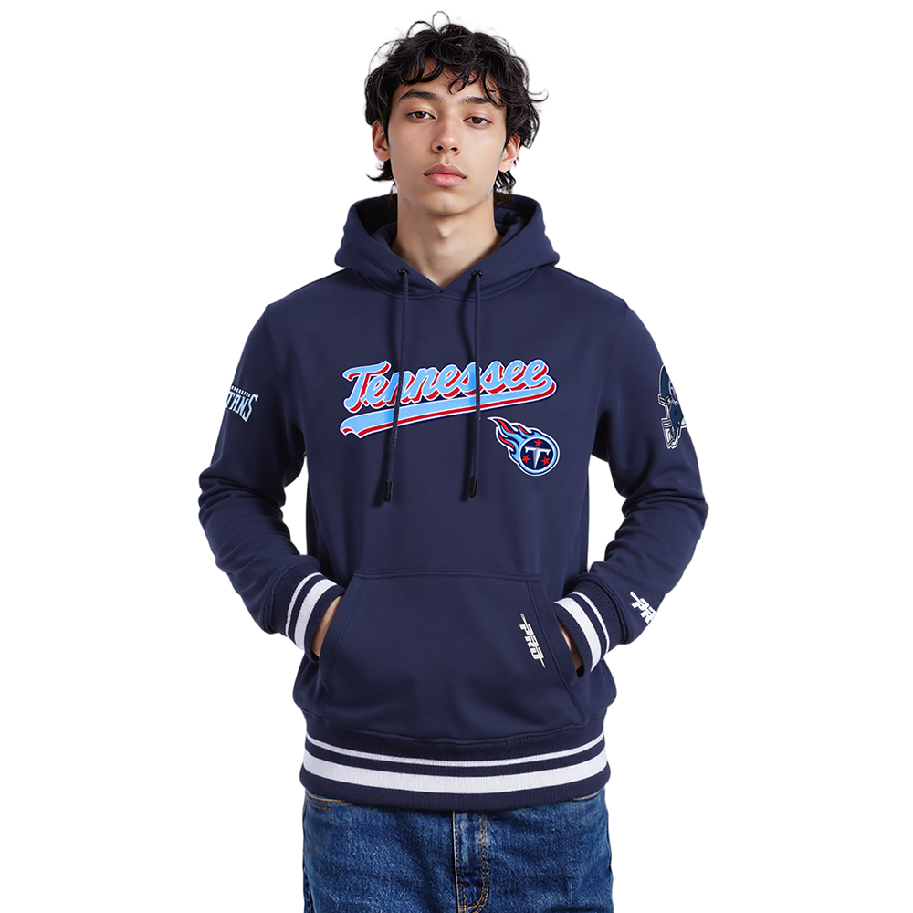 NFL TENNESSEE TITANS SCRIPT TAIL MEN'S RIB FLC PO HOODIE (MIDNIGHT NAVY)