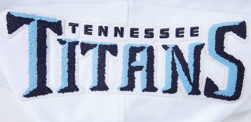 NFL TENNESSEE TITANS CLASSIC CHENILLE DOUBLE KNIT PULLOVER HOODIE (WHITE)