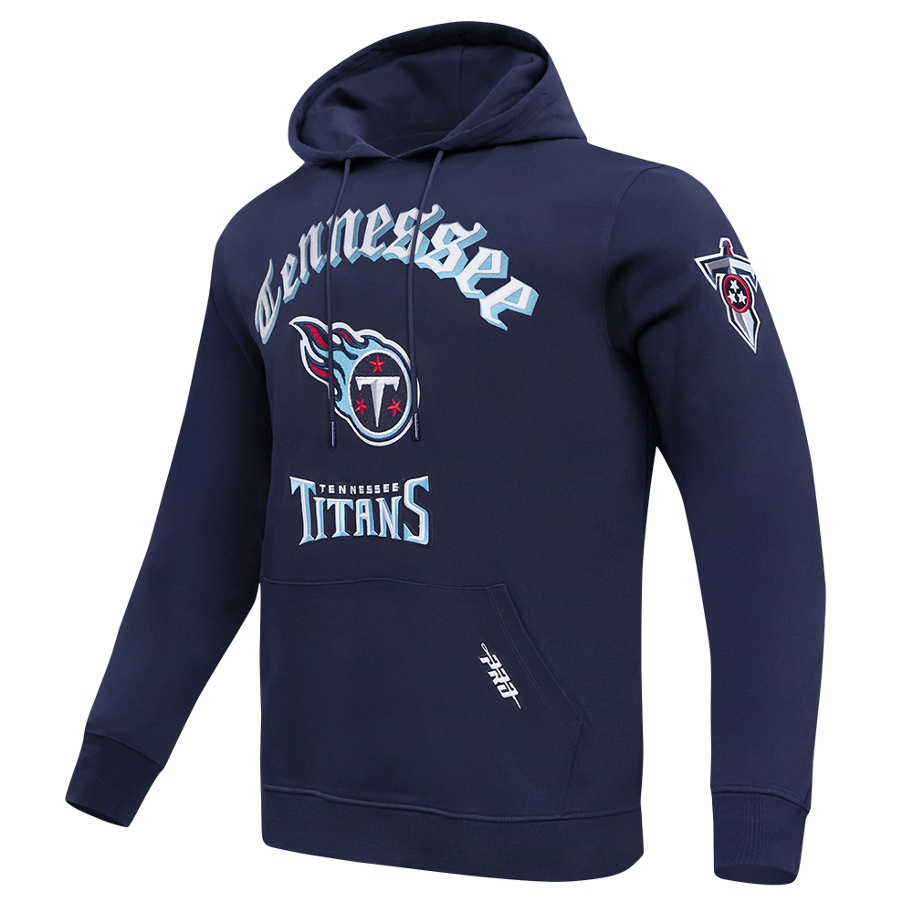 NFL TENNESSEE TITANS OLD ENGLISH MEN'S FLC PO HOODIE (MIDNIGHT NAVY)