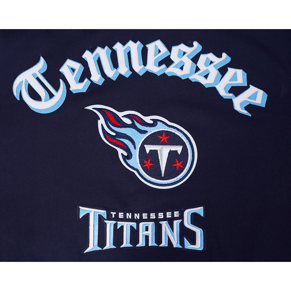 NFL TENNESSEE TITANS OLD ENGLISH MEN'S FLC PO HOODIE (MIDNIGHT NAVY)