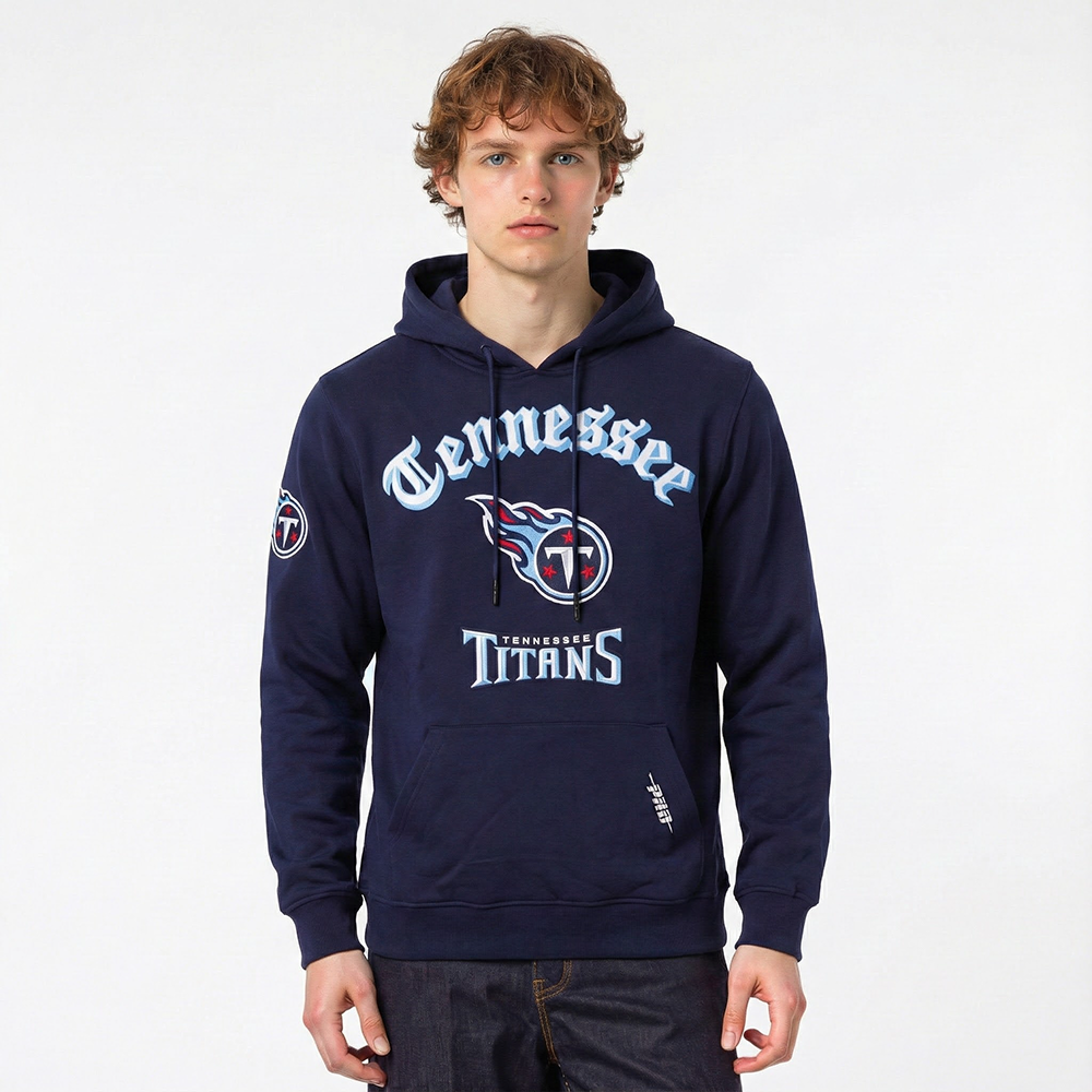 NFL TENNESSEE TITANS OLD ENGLISH MEN'S FLC PO HOODIE (MIDNIGHT NAVY)