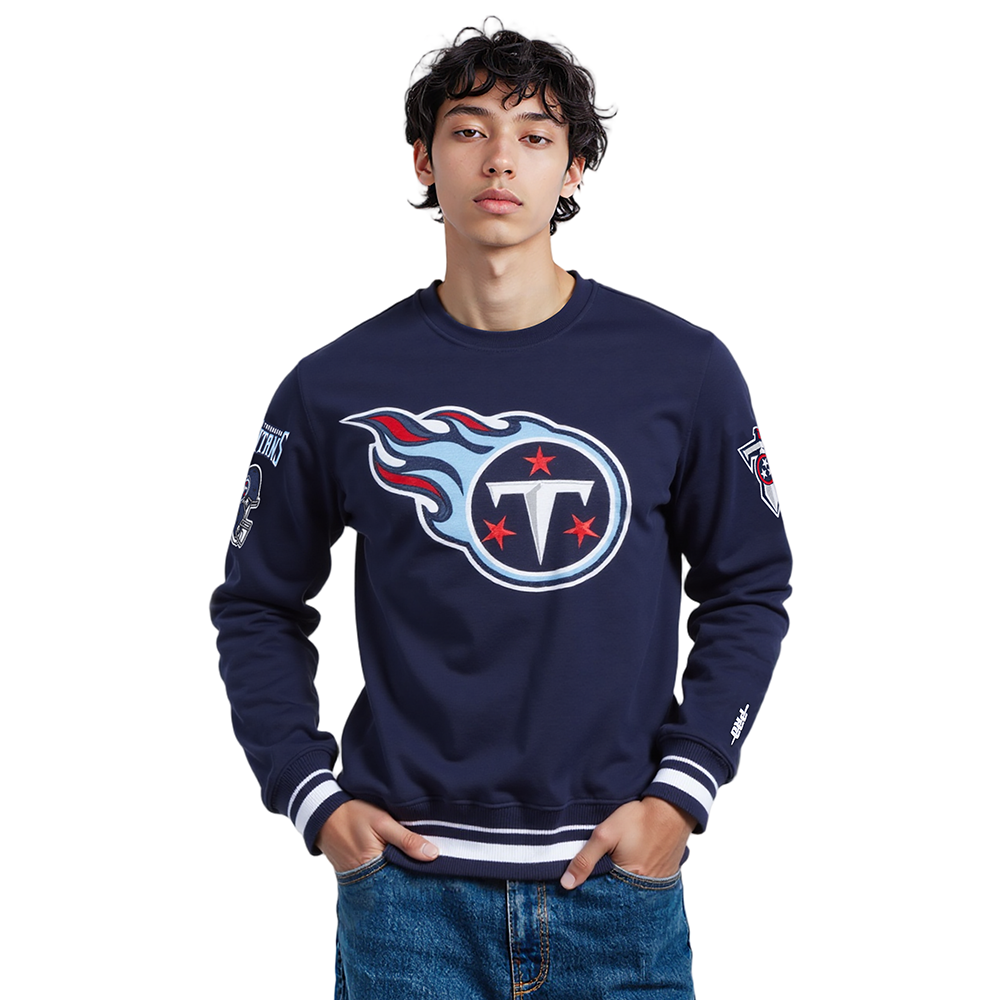 NFL TENNESSEE TITANS MASHUP MEN'S RIB CREWNECK (MIDNIGHT NAVY)