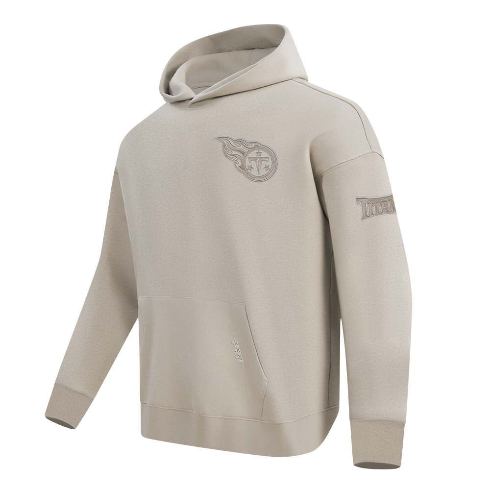 NFL TENNESSEE TITANS NEUTRAL CHANDAIL À CAPUCHON EN MOLLETON À ÉPAULES TOMBANTES POUR HOMME (TAUPE)