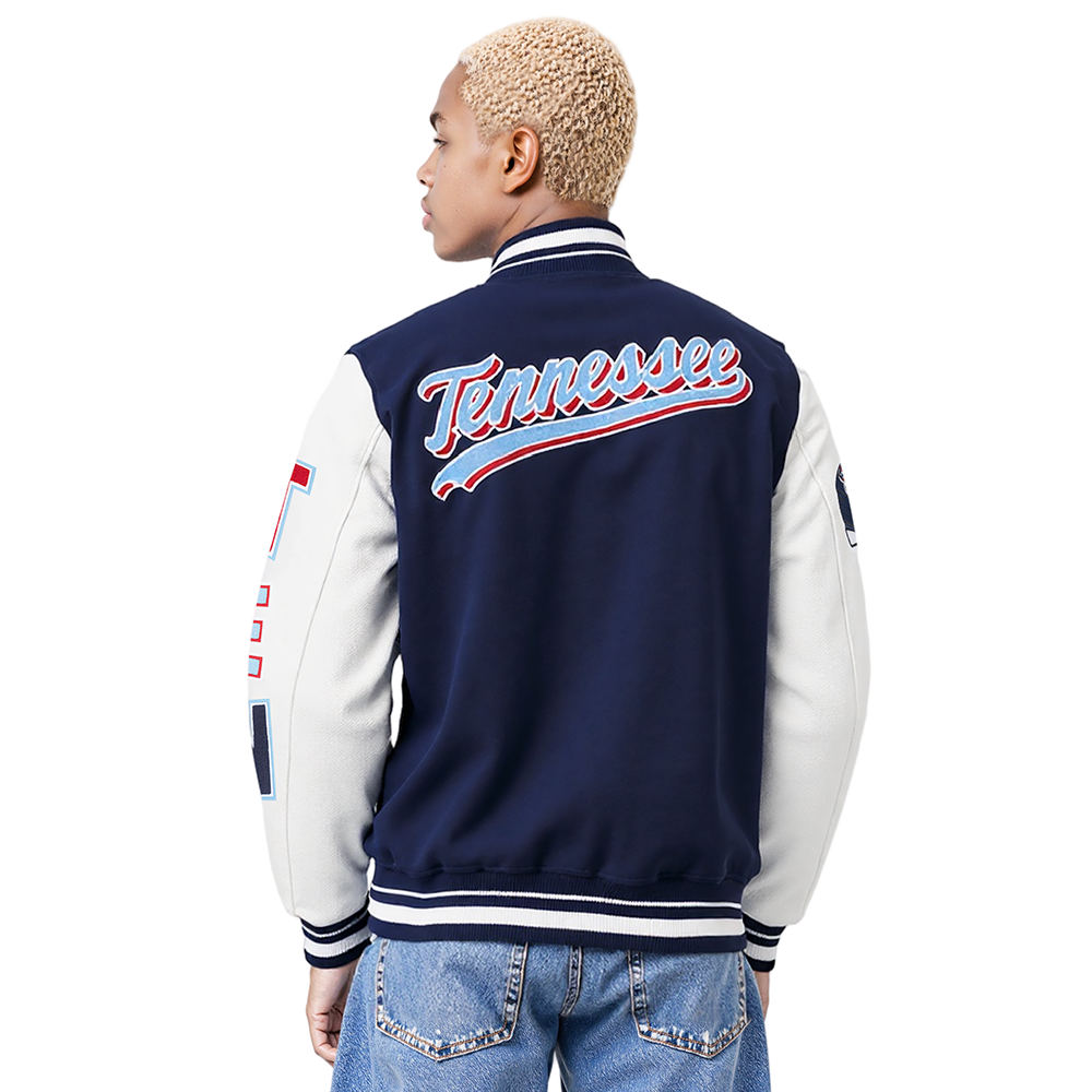 NFL TENNESSEE TITANS SCRIPT TAIL BLOUSON COLLÉGIAL POUR HOMME (MARINE MINUIT/BLANC)