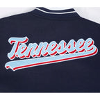 NFL TENNESSEE TITANS SCRIPT TAIL MEN'S VARSITY JACKET (MIDNIGHT NAVY/WHITE)