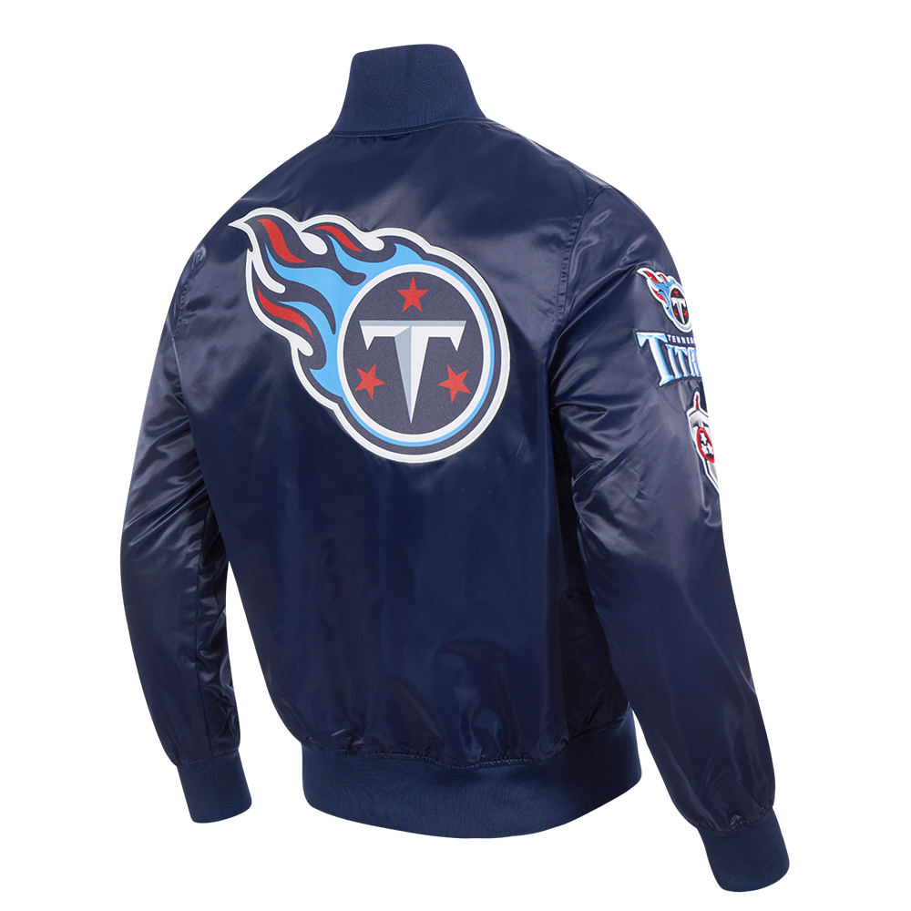 NFL TENNESSEE TITANS BIG LOGO MEN'S SATIN JACKET (MIDNIGHT NAVY)