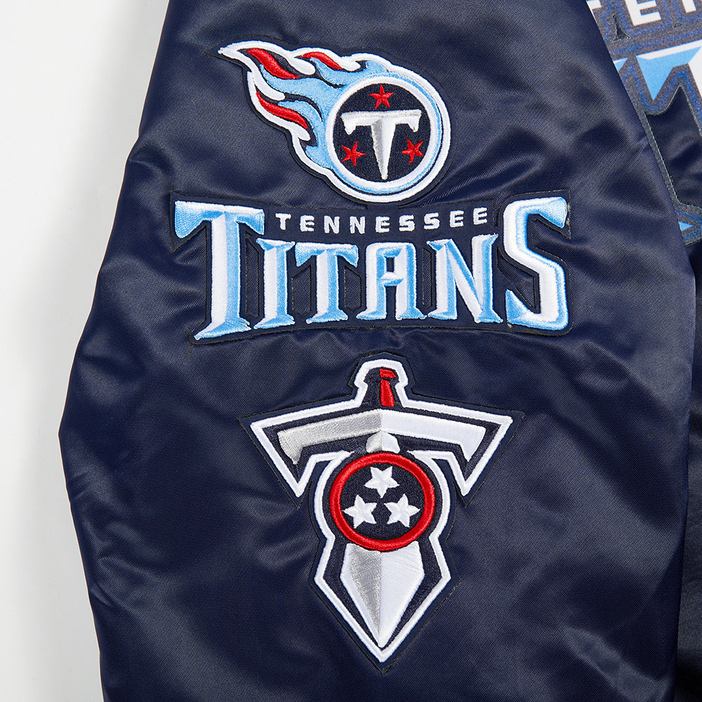 NFL TENNESSEE TITANS BIG LOGO MEN'S SATIN JACKET (MIDNIGHT NAVY)