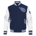 NFL TENNESSEE TITANS OLD ENGLISH MEN'S RIB WOOL VARSITY JACKET (MIDNIGHT NAVY/WHITE)