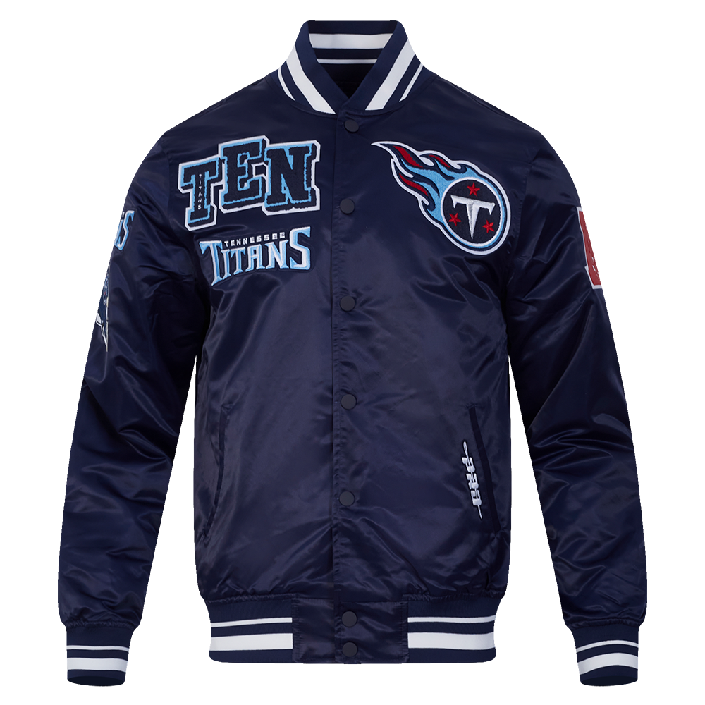 NFL TENNESSEE TITANS MASH UP MEN'S RIB SATIN JACKET (MIDNIGHT NAVY)