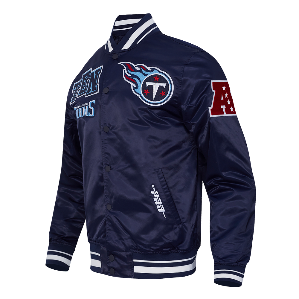 NFL TENNESSEE TITANS MASH UP MEN'S RIB SATIN JACKET (MIDNIGHT NAVY)