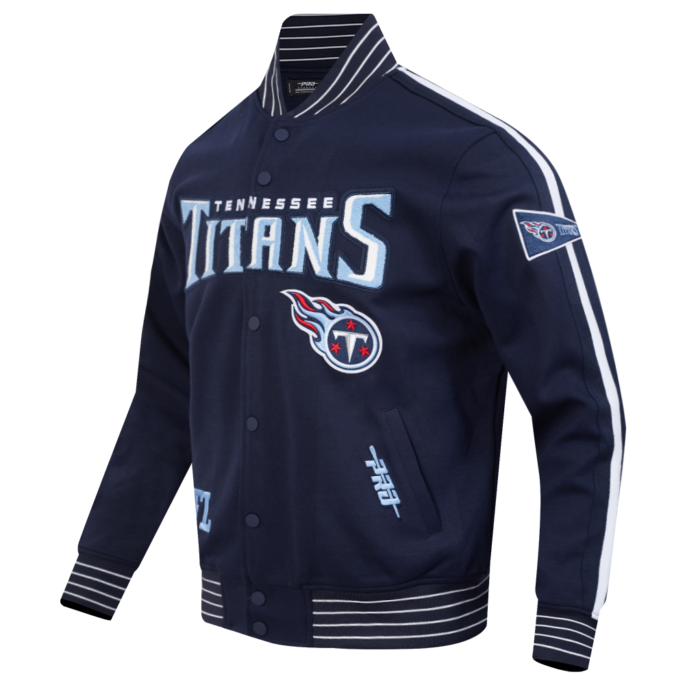 NFL TENNESSEE TITANS BLOUSON PRO GAME DAY EN MAILLE DOUBLE POUR HOMME (MARINE MINUIT/BLANC)