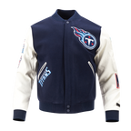 NFL TENNESSEE TITANS CLASSIC BLOUSON COLLÉGIAL EN LAINE POUR HOMME (MARINE MINUIT/BLANC)