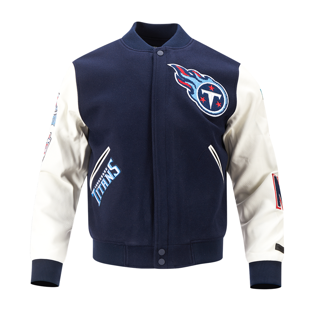 NFL TENNESSEE TITANS CLASSIC BLOUSON COLLÉGIAL EN LAINE POUR HOMME (MARINE MINUIT/BLANC)