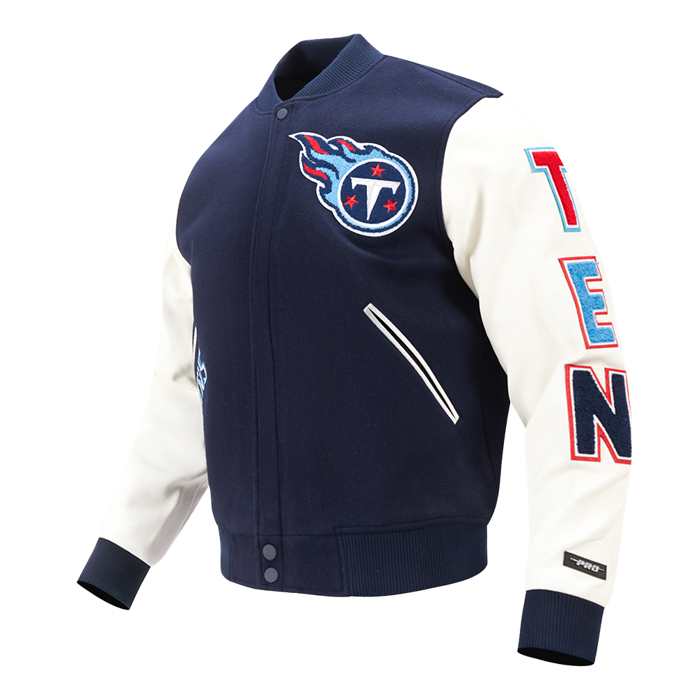 NFL TENNESSEE TITANS CLASSIC BLOUSON COLLÉGIAL EN LAINE POUR HOMME (MARINE MINUIT/BLANC)