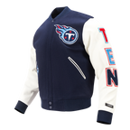 NFL TENNESSEE TITANS CLASSIC BLOUSON COLLÉGIAL EN LAINE POUR HOMME (MARINE MINUIT/BLANC)