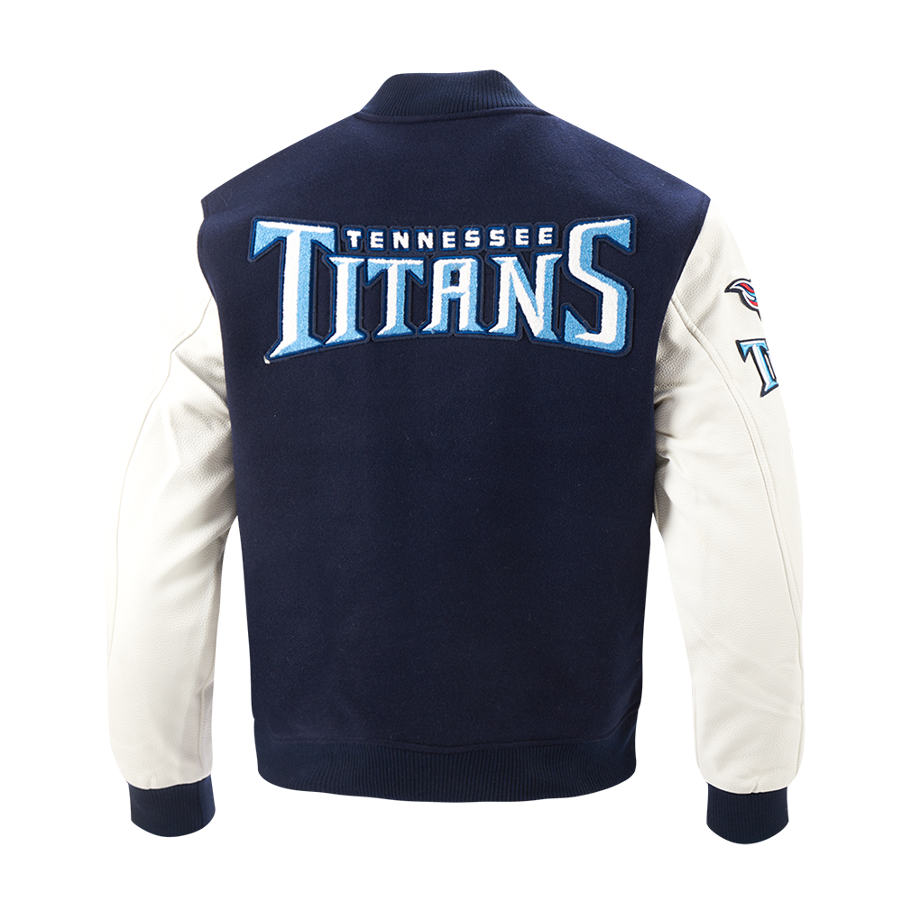 NFL TENNESSEE TITANS CLASSIC BLOUSON COLLÉGIAL EN LAINE POUR HOMME (MARINE MINUIT/BLANC)