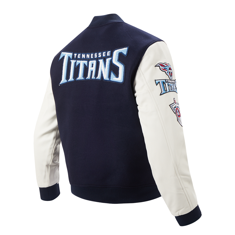 NFL TENNESSEE TITANS CLASSIC BLOUSON COLLÉGIAL EN LAINE POUR HOMME (MARINE MINUIT/BLANC)