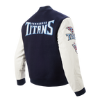 NFL TENNESSEE TITANS CLASSIC BLOUSON COLLÉGIAL EN LAINE POUR HOMME (MARINE MINUIT/BLANC)