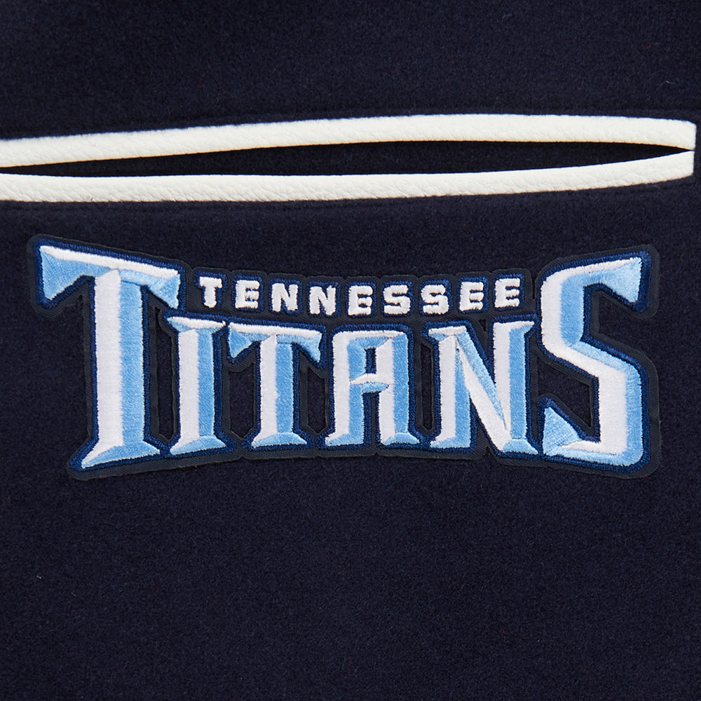 NFL TENNESSEE TITANS CLASSIC BLOUSON COLLÉGIAL EN LAINE POUR HOMME (MARINE MINUIT/BLANC)