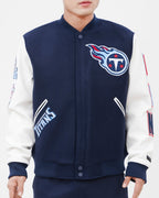 NFL TENNESSEE TITANS CLASSIC BLOUSON COLLÉGIAL EN LAINE POUR HOMME (MARINE MINUIT/BLANC)