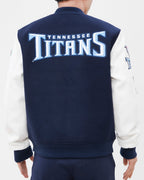 NFL TENNESSEE TITANS CLASSIC BLOUSON COLLÉGIAL EN LAINE POUR HOMME (MARINE MINUIT/BLANC)