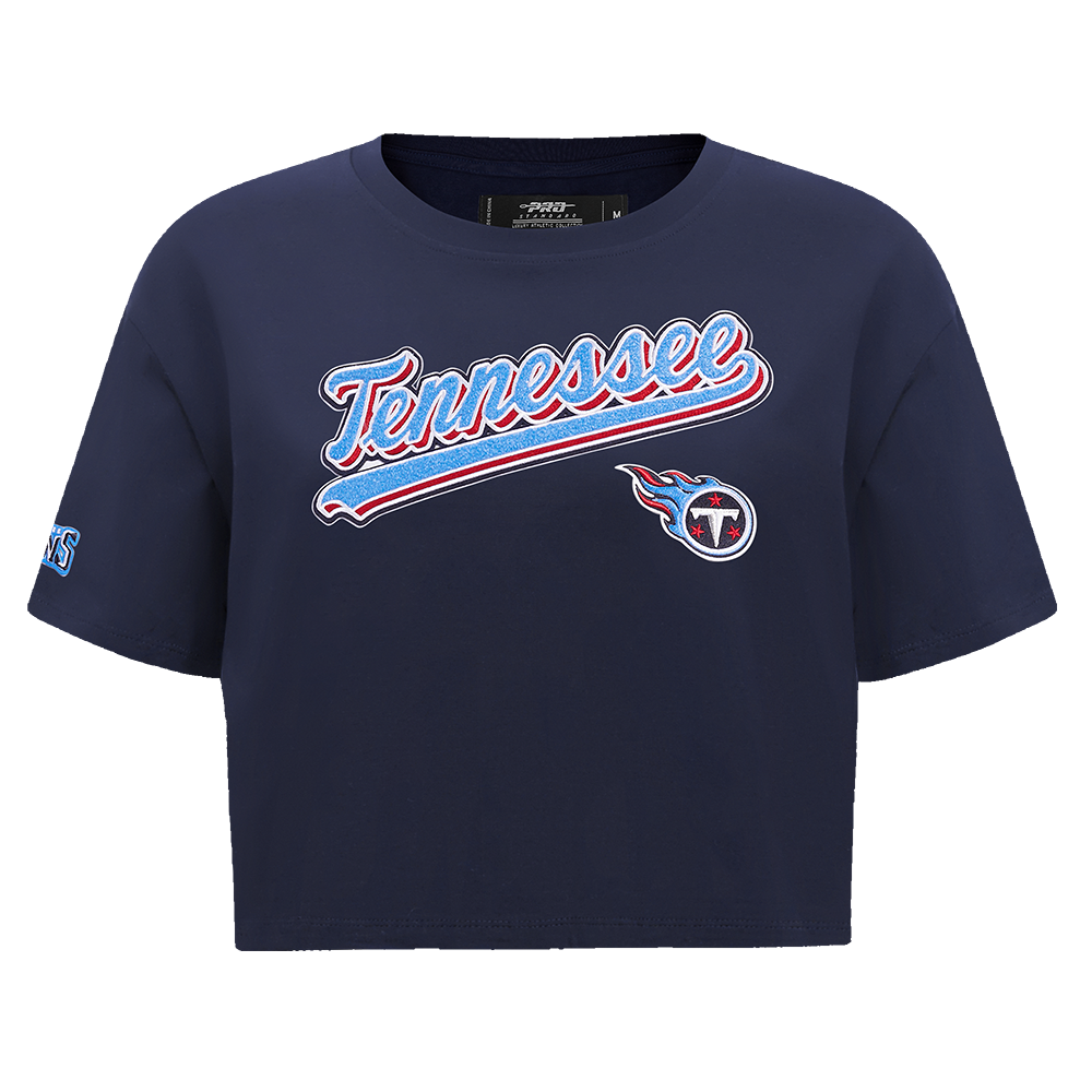 NFL TENNESSEE TITANS SCRIPT TAIL WOMEN'S SJ BOXY TEE (MIDNIGHT NAVY)