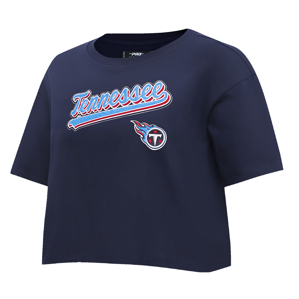 NFL TENNESSEE TITANS SCRIPT TAIL WOMEN'S SJ BOXY TEE (MIDNIGHT NAVY)