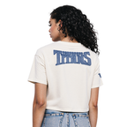NFL TENNESSEE TITANS VARSITY BLUES T-SHIRT EN JERSEY SIMPLE À COUPE CARRÉE POUR FEMME (LIN)
