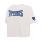 NFL TENNESSEE TITANS VARSITY BLUES T-SHIRT EN JERSEY SIMPLE À COUPE CARRÉE POUR FEMME (LIN)