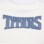 NFL TENNESSEE TITANS VARSITY BLUES T-SHIRT EN JERSEY SIMPLE À COUPE CARRÉE POUR FEMME (LIN)