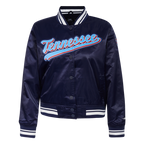 NFL TENNESSEE TITANS SCRIPT TAIL WOMEN'S SATIN JACKET (MIDNIGHT NAVY)