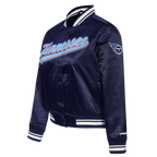 NFL TENNESSEE TITANS SCRIPT TAIL WOMEN'S SATIN JACKET (MIDNIGHT NAVY)