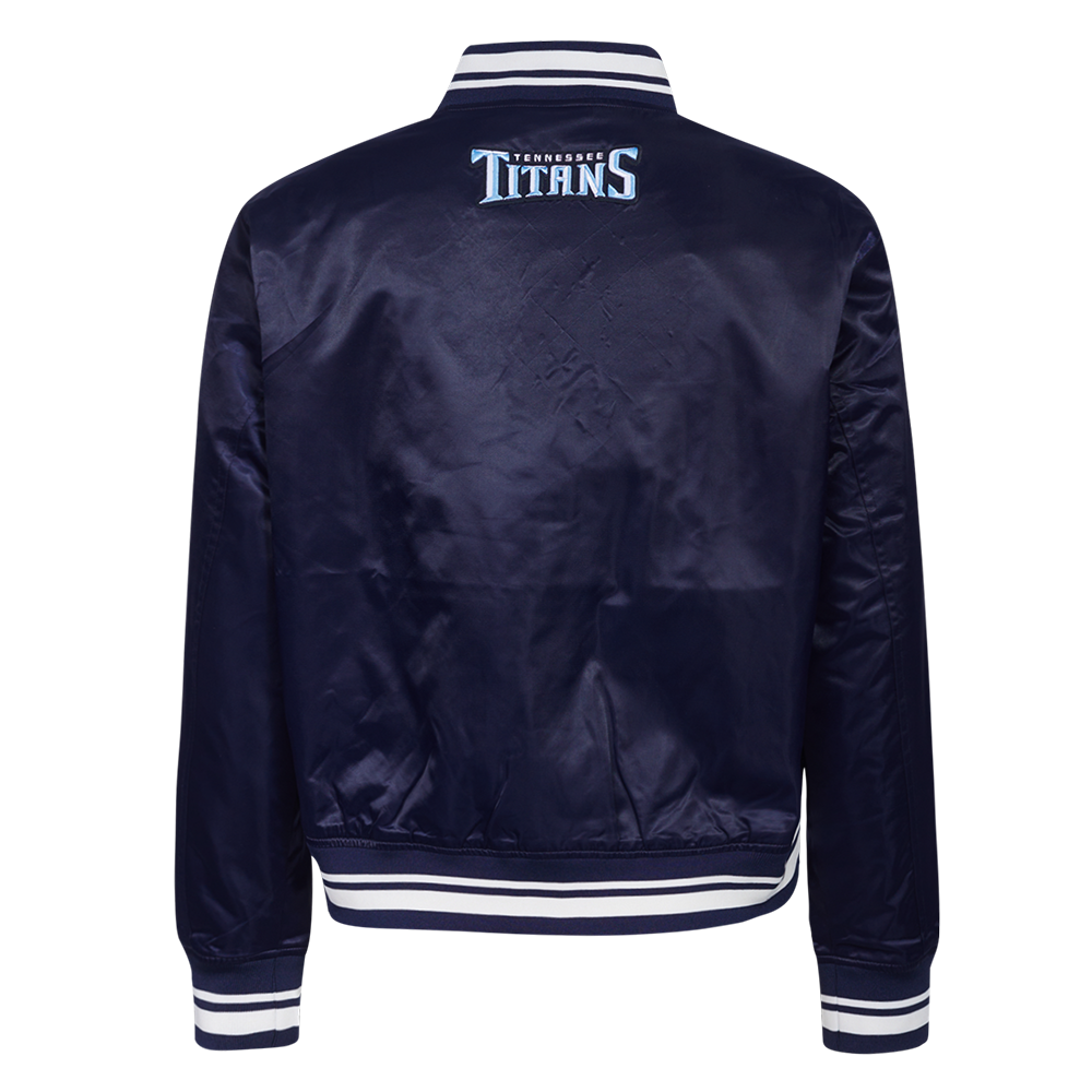 NFL TENNESSEE TITANS SCRIPT TAIL WOMEN'S SATIN JACKET (MIDNIGHT NAVY)
