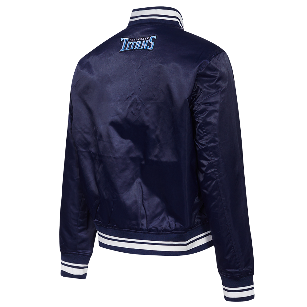 NFL TENNESSEE TITANS SCRIPT TAIL WOMEN'S SATIN JACKET (MIDNIGHT NAVY)