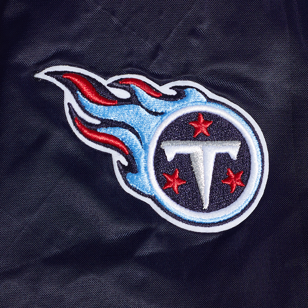 NFL TENNESSEE TITANS SCRIPT TAIL WOMEN'S SATIN JACKET (MIDNIGHT NAVY)